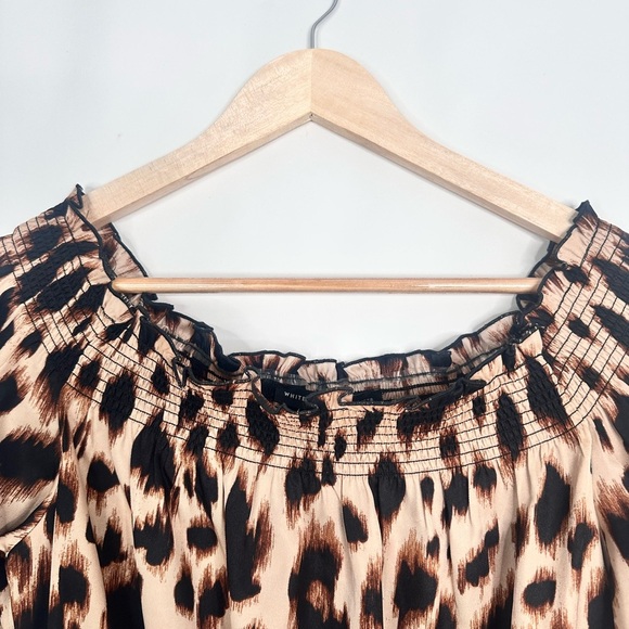 White House Black Market Cheetah Print long sleeve 100% polyester dress sz L - Picture 5 of 10